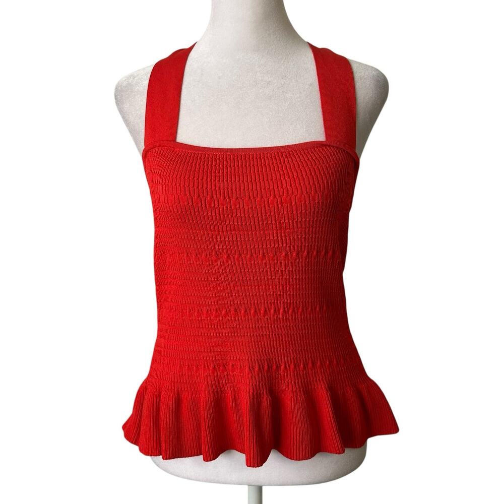 Parker red smocked cross strap tank top size XS